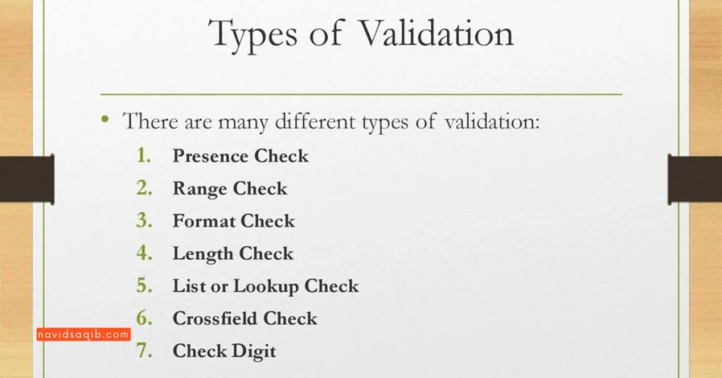 Types of Validation Checks